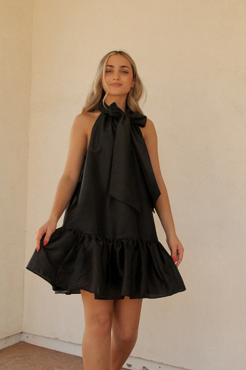 Midnight Black Bow Dress