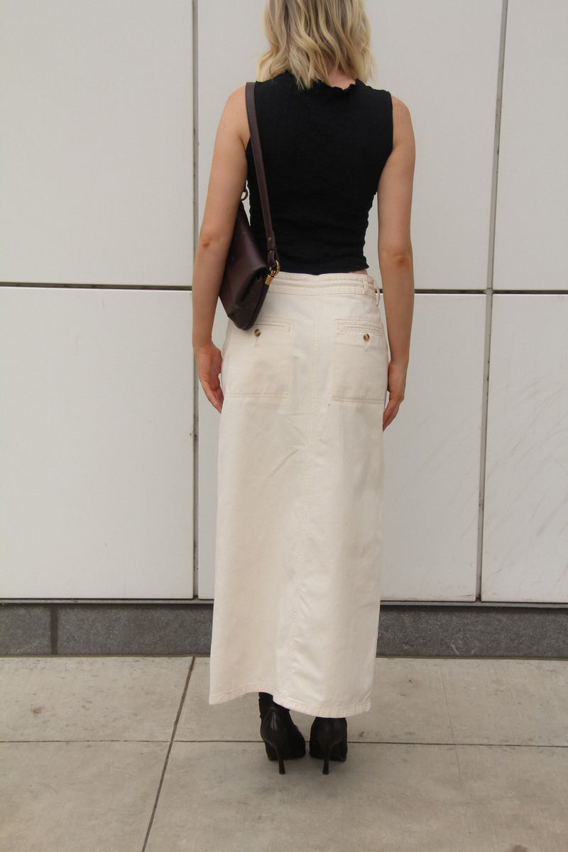 Gia Slit Cream Cargo Midi Skirt -FINAL SALE