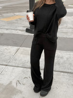 Connie Black Pants and Asymmetrical Cut Sweater Set - FINAL SALE