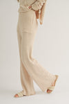 Connie Cream Pants and Asymmetrical Cut Sweater Set - FINAL SALE