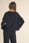 Connie Black Pants and Asymmetrical Cut Sweater Set - FINAL SALE