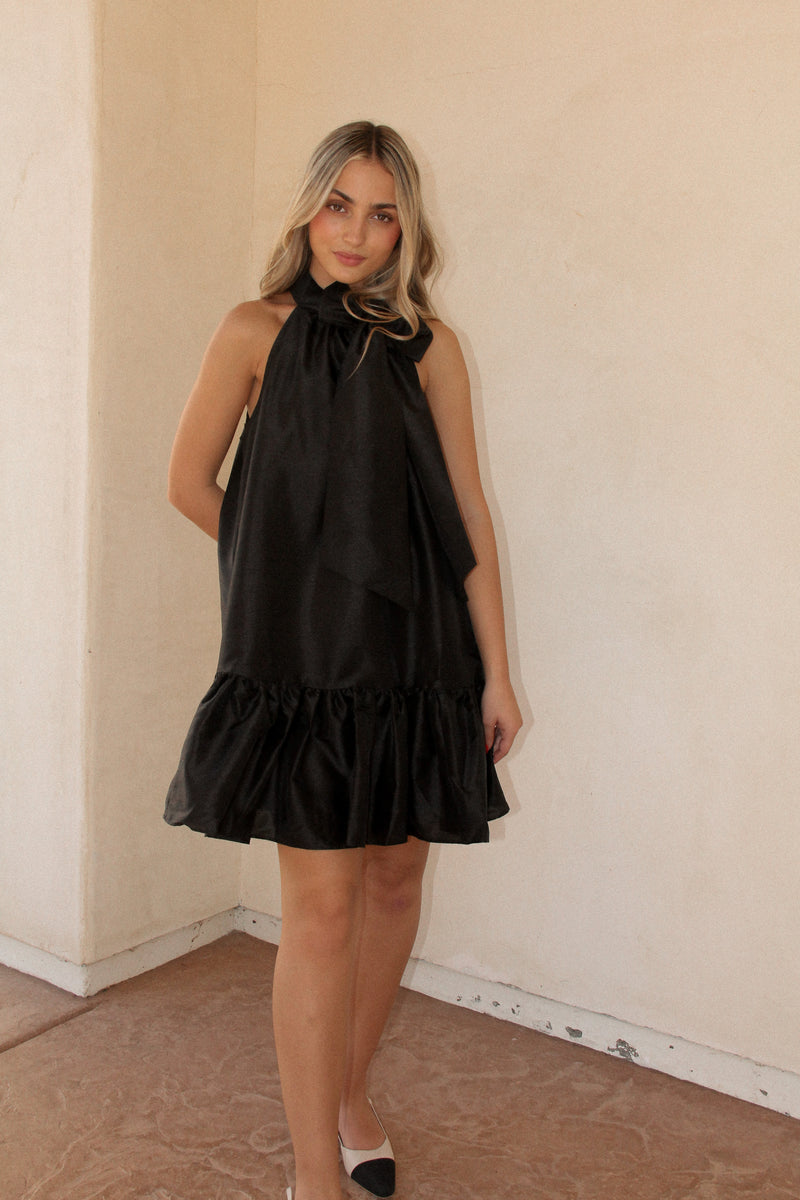 Midnight Black Bow Dress