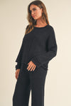 Connie Black Pants and Asymmetrical Cut Sweater Set - FINAL SALE