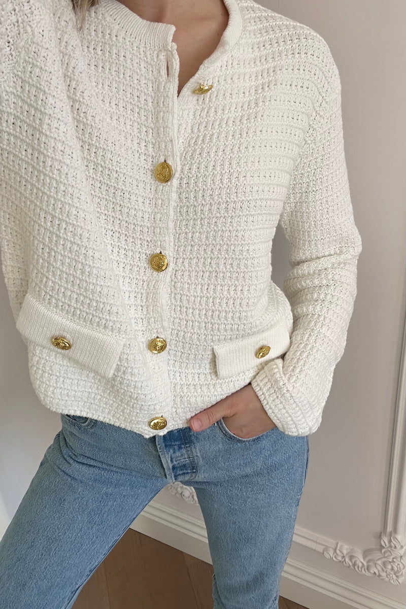 Langford White Cardigan