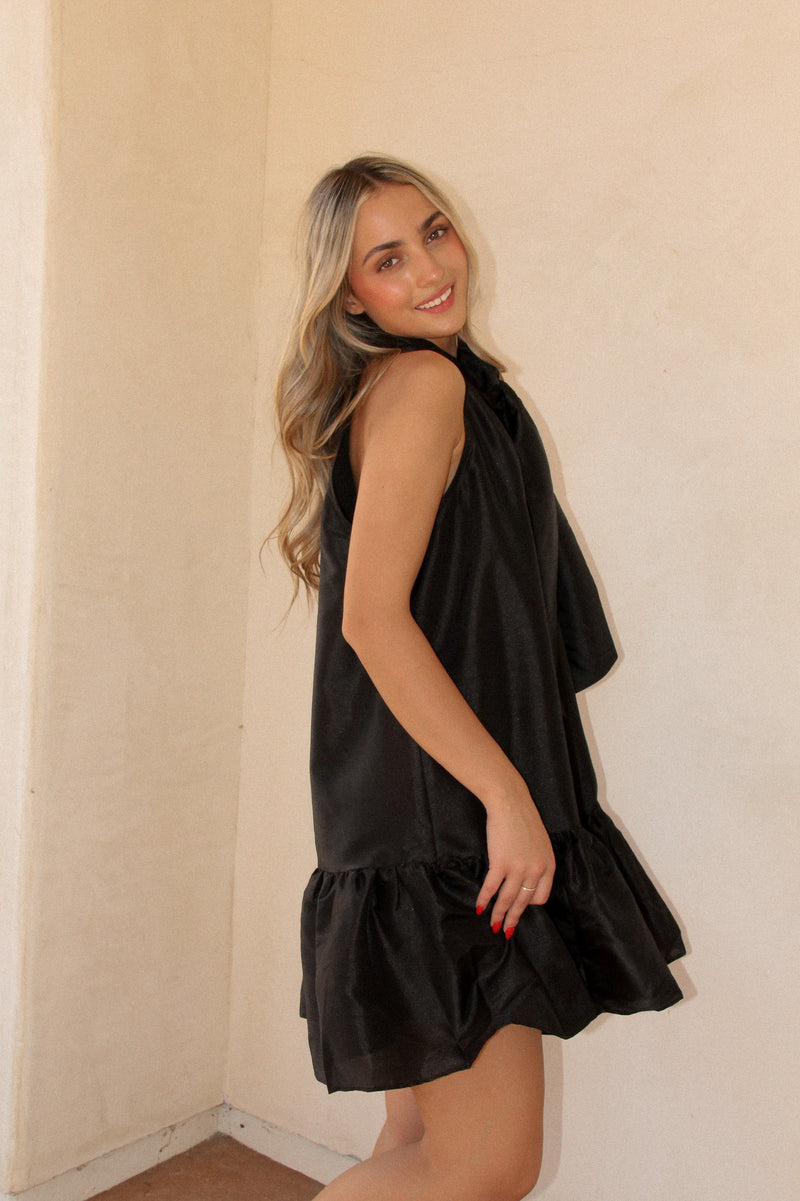 Midnight Black Bow Dress