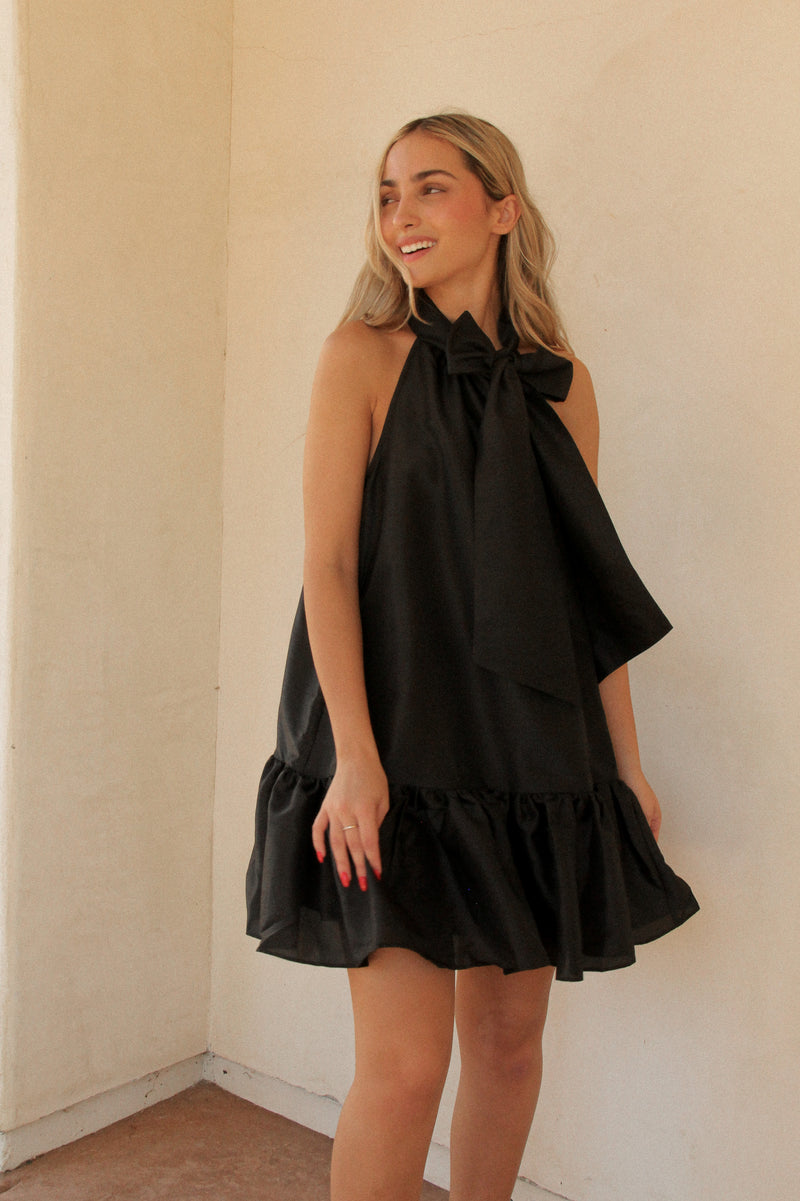 Midnight Black Bow Dress