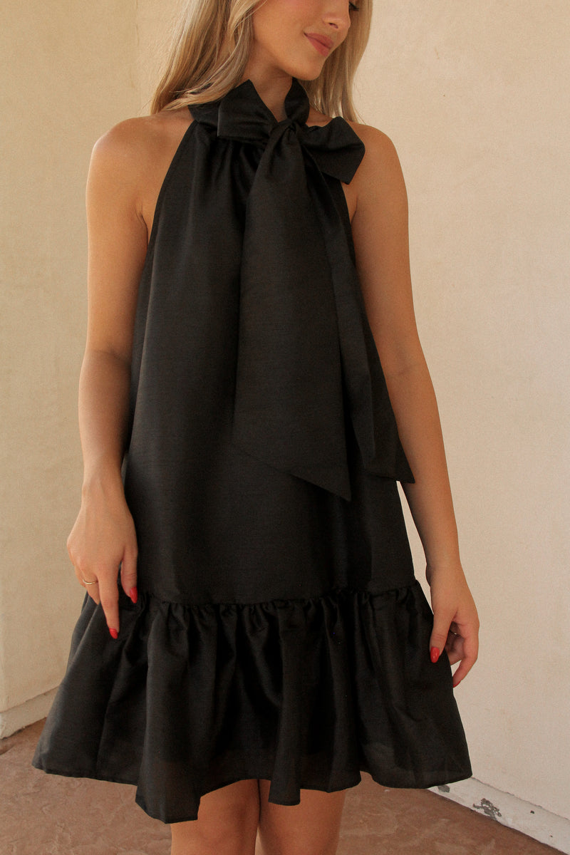 Midnight Black Bow Dress