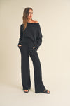 Connie Black Pants and Asymmetrical Cut Sweater Set - FINAL SALE