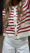 Omelia Striped Red Knit Cardigan