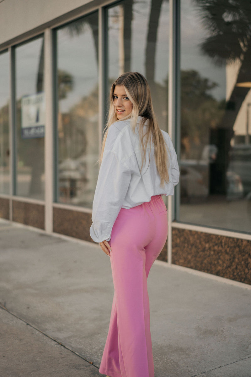 Alice Pink Wide Leg Slacks- FINAL SALE