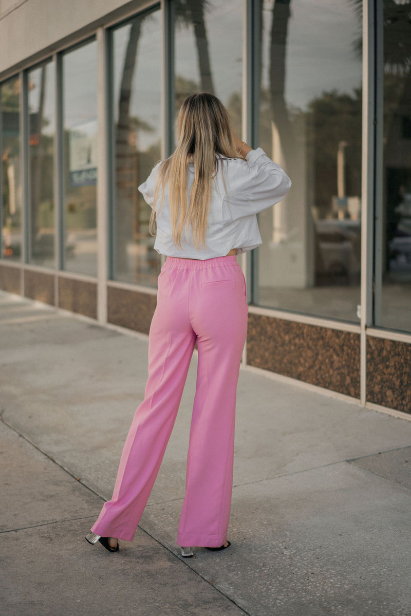 Alice Pink Wide Leg Slacks- FINAL SALE