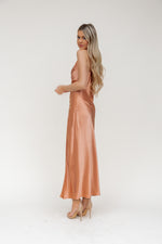 Meghan Rust Side Slit Midi Dress - LLACIE 